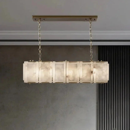 40" Natural Marble Rectangular Chandelier