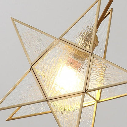 Double Star Shaped Kitchen Pendant Lights Copper Glass Pendant Lighting