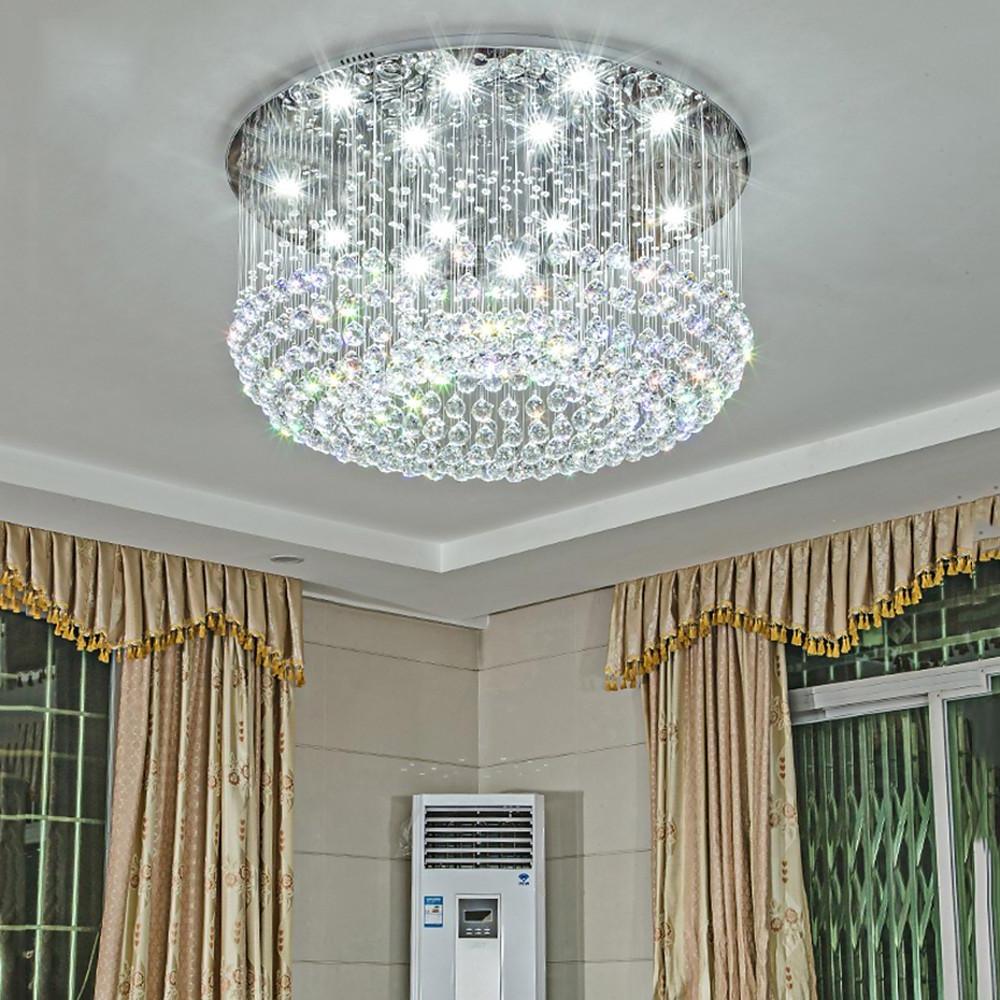 Glass-cicles Crystal LED Chandelier Drum Flush Mount Chandelier