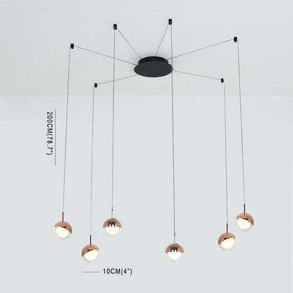 Mini Globe Cluster Design Chandelier Light Metal Acrylic Ceiling Light 6 Bulbs