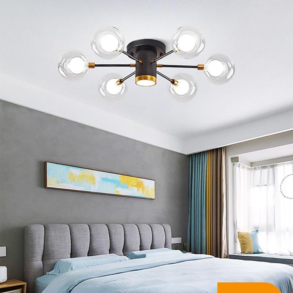 Globe Metal Glass Industrial LED Flush Mount Ceiling Lights for Bedroom