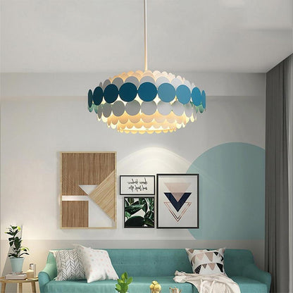 Circles Frills Blue Pendant Light Metal Stylish Living Room Ceiling Light