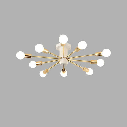 Industrial Sputnik Chandelier Geometric Gold Chandelier for Living Room