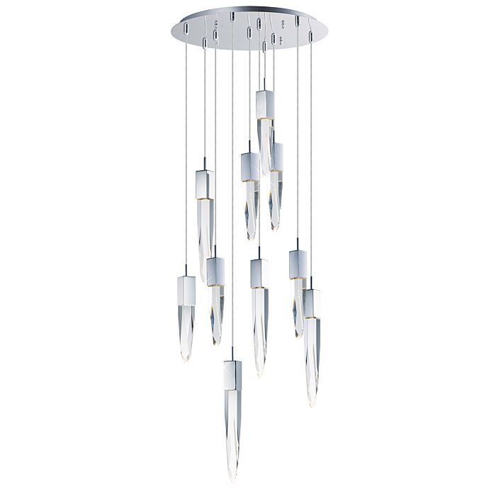 Quartz 10-Light LED Pendant in Polished Chrome