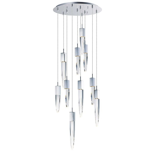 Quartz 10-Light LED Pendant in Polished Chrome