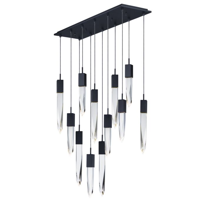 Quartz 12-Light LED Pendant in Black