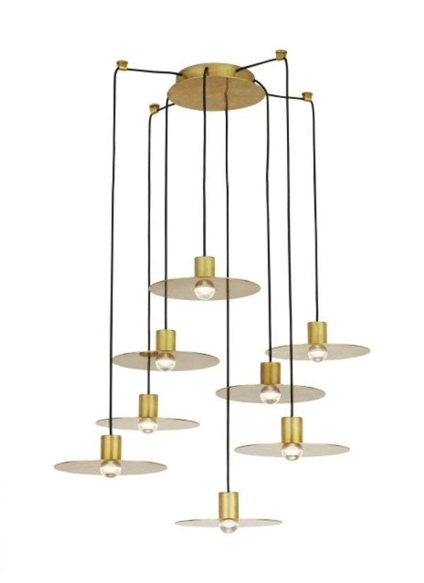 Ceiling Chandelier, 8-Light, LED, Natural Brass, 15.8"W (700TRSPEVS8RNB-LED930 70PGDJR)