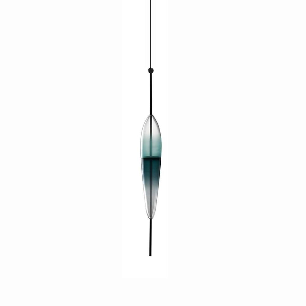 1 Bulb Gradient Blue Glass Pendant Light Modern Industrial Pendant Lamp