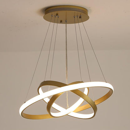 Circles Dimmable LED Adjustable Gold Contemporary Chandeliers Island Lights