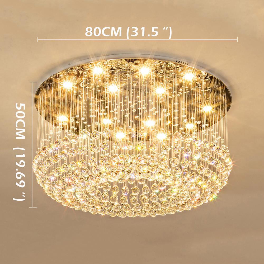 Glass-cicles Crystal LED Chandelier Drum Flush Mount Chandelier