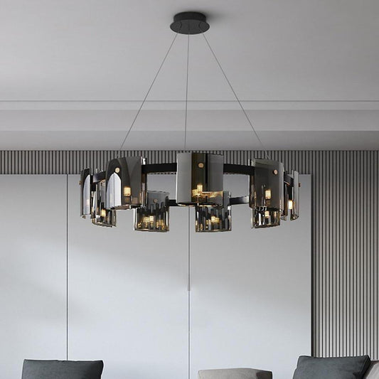 Circular LED Electroplated Metal Acrylic Modern Chandeliers Pendant Light