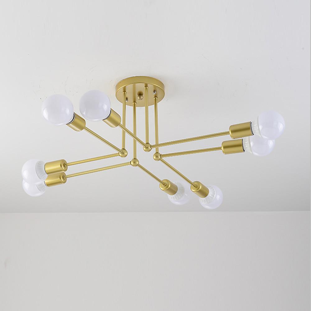 8 Light Modern Linear Gold Flush Mount Light Metal LED Ceiling Light