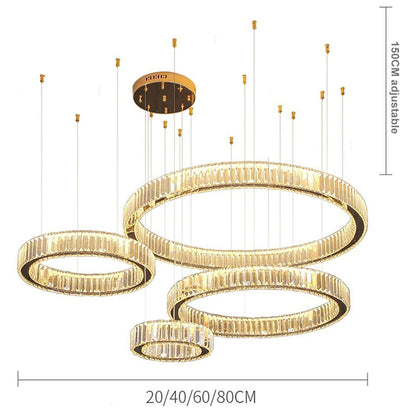 4-Ring Gold Large Chandeliers for Foyer Modern Crystal Chandelier