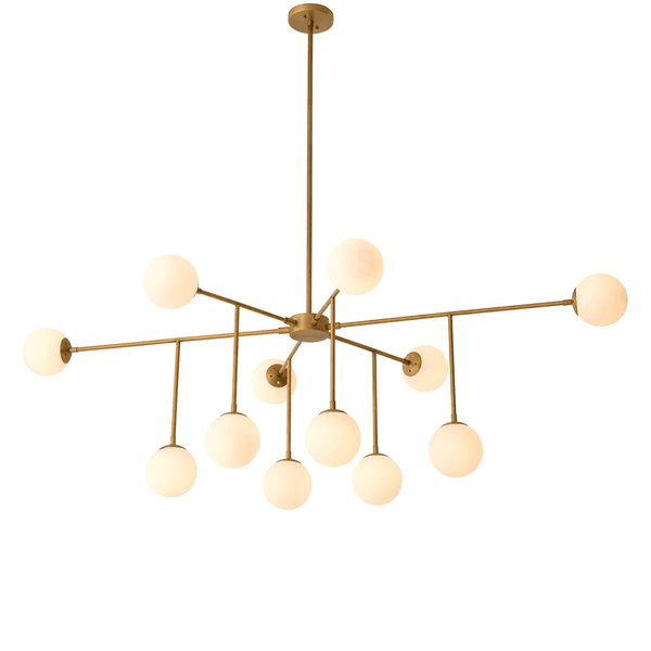 Linear Chandelier, 12-Light, Antique Brass, White Glass, 73.62"W (116282UL YV0J03YU2G)