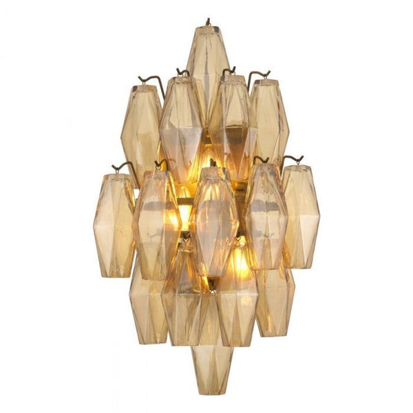 Wall Sconce, 3-Light, Antique Brass, Amber Glass, 12.2"W (115535UL YV0J041YLX)