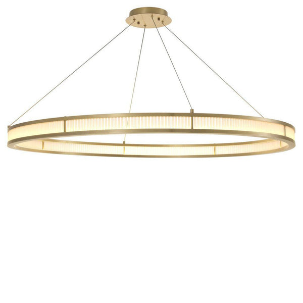 Chandelier, 1-Light, X-Large, LED Integrated, Antique Brass, Frosted Glass, 54.72"W (113901UL YV0J03YU35)