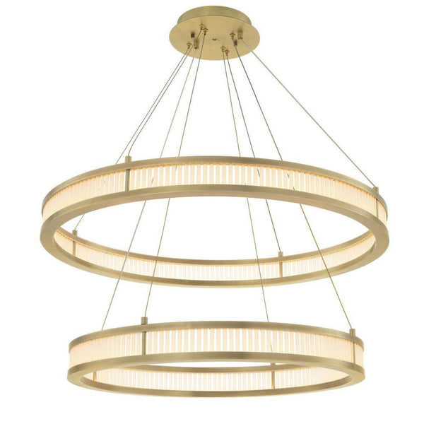 Chandelier, 2-Light, 2-Tier, LED Integrated, Antique Brass, Frosted Glass, 33.46"W (113902UL YV0J03YU34)