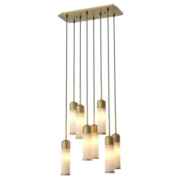 Pendant, 8-Light, Antique Brass, Alabaster Glass, 24.41"W (115846UL YV0J03YU3A)