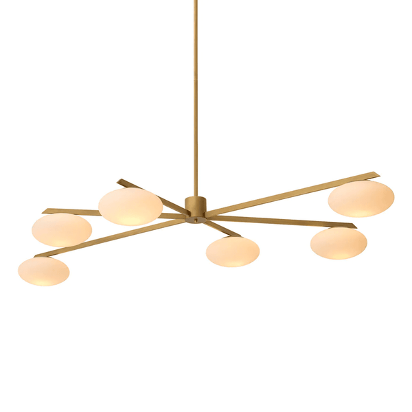 Pendant, 6-Light, Large, Antique Brass, White Glass, 82.68"W (116124UL YV0J03YU3C)