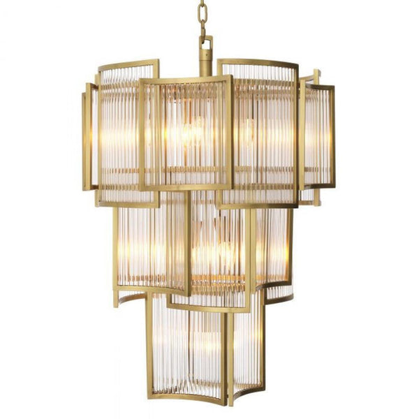 Set Chandelier, 10-Light, Antique Brass, Clear Glass, 22.83"W (115912UL YV0J03YU3Q)