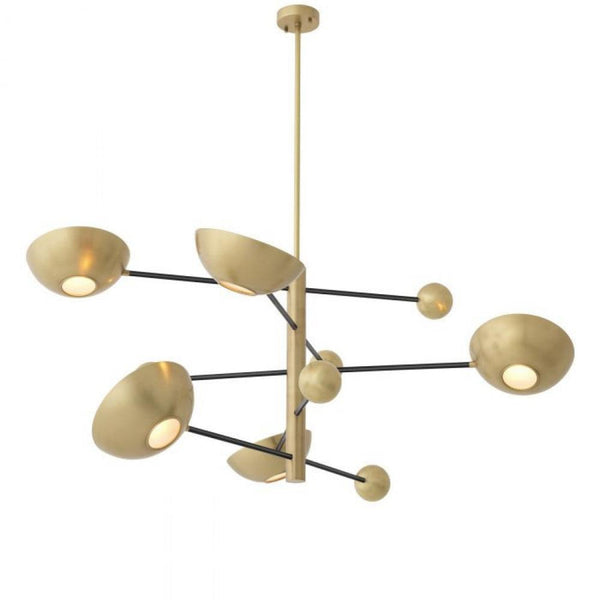 Chandelier, 5-Light, Antique Brass, Black, Antique Brass Shade, 55.12"W (115245UL YV0J03YV0L)