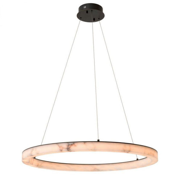 Chandelier, 1-Light, Large, LED Integrated, Alabaster, Bronze, 39.37"W (117048UL YV0J03YV0M)