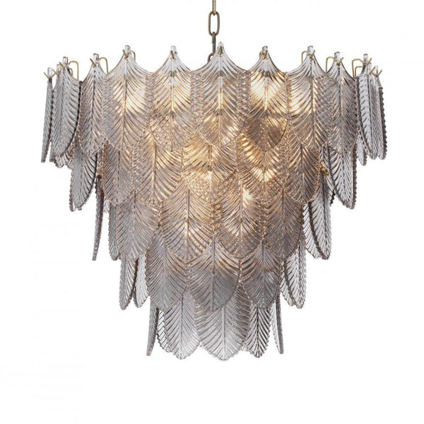 Chandelier, 10-Light, Small, Smoke Glass, Brushed Brass, 24.41"W (113899UL YV0J03YV14)