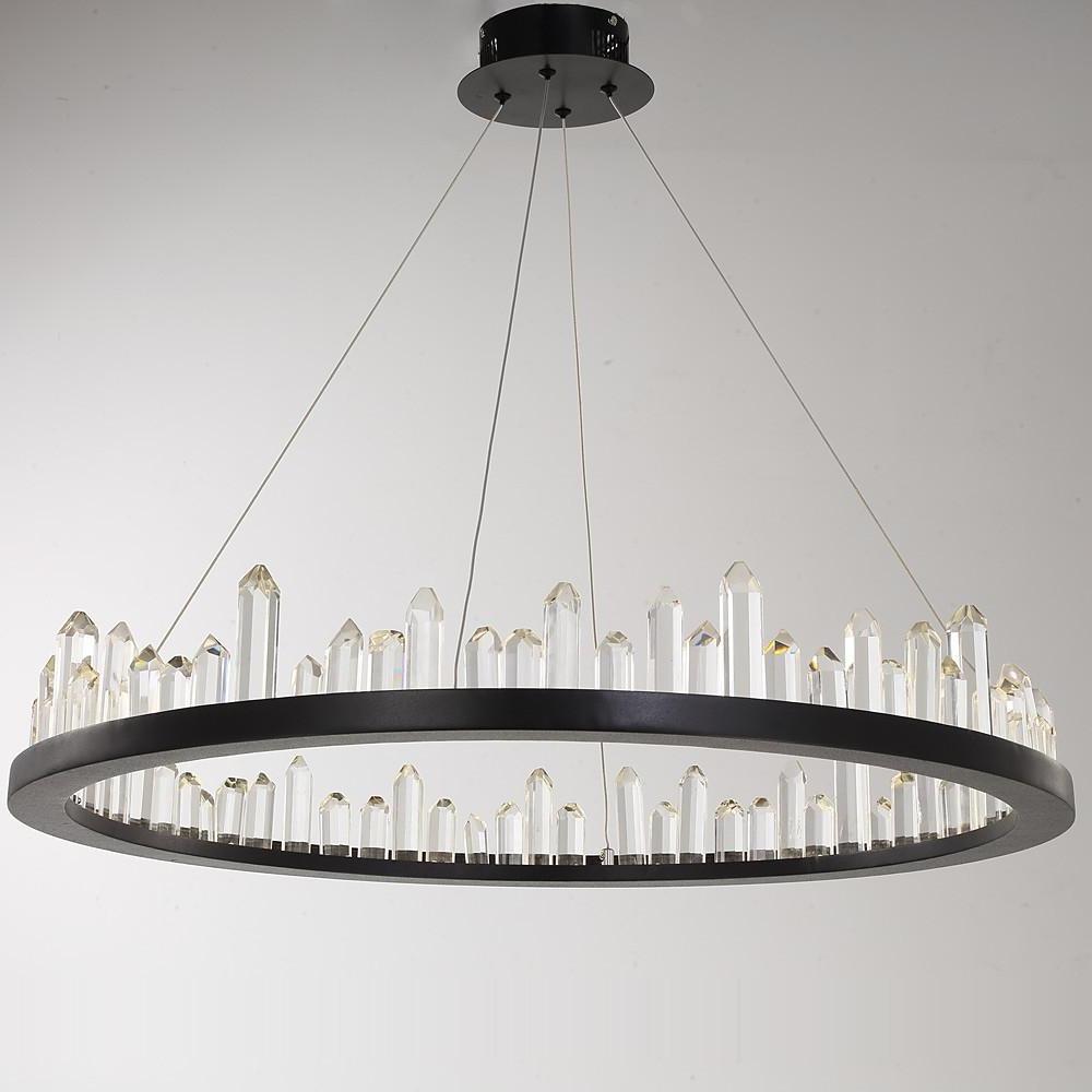 Circular Metal Crystal LED Adjustable Modern Pendant Lighting Chandelier