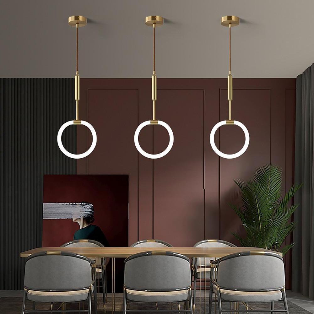 Circle LED Gold Modern Pendant Light Hanging Lamp Island Lights Chandelier