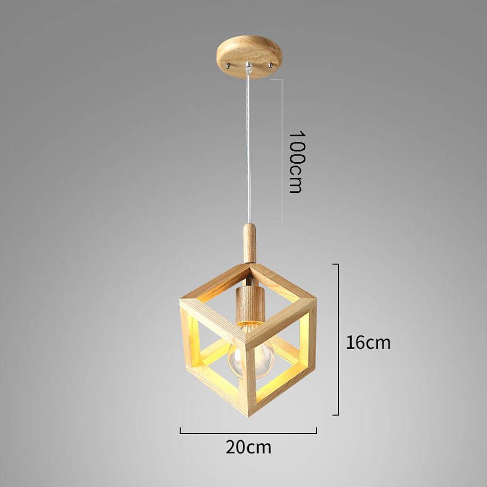 Wood Square LED Modern Island Lights Pendant Lighting Hanging Ceiling Lamp