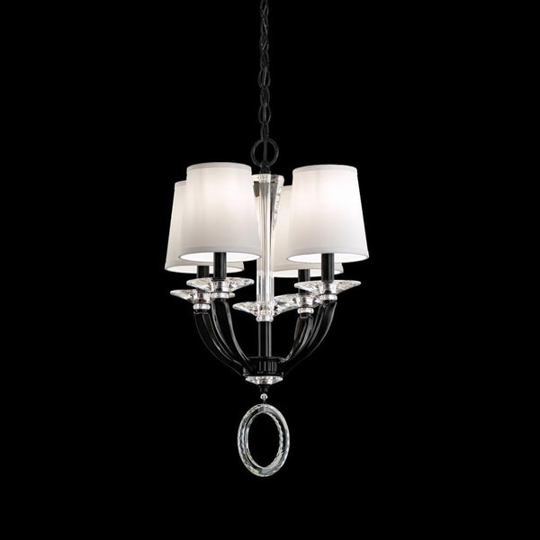 Pendant, 4-Light, Jet Black, Clear Optic Crystal, Hardback Off White Shade, 16.5"W (MA1004N-55O 1J5UYL)