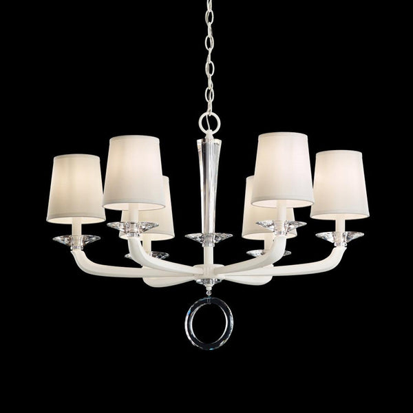 Chandelier, 6-Light, French Gold, Clear Optic Crystal, Hardback Off White Shade, 30.5"W (MA1006N-26O 1HZWJ0)