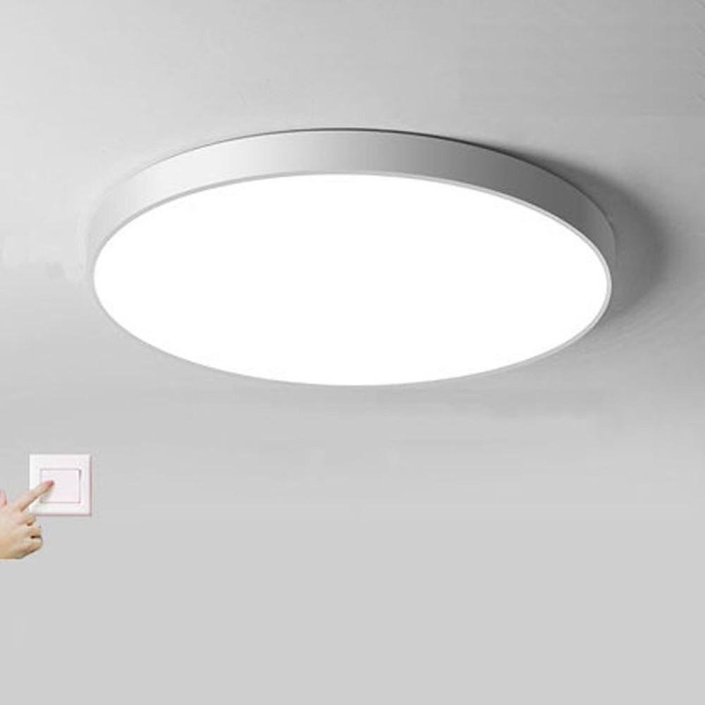 Modern Painted Plastic Matte Black Flush Mount Light with Integrated Dimmable LED Light