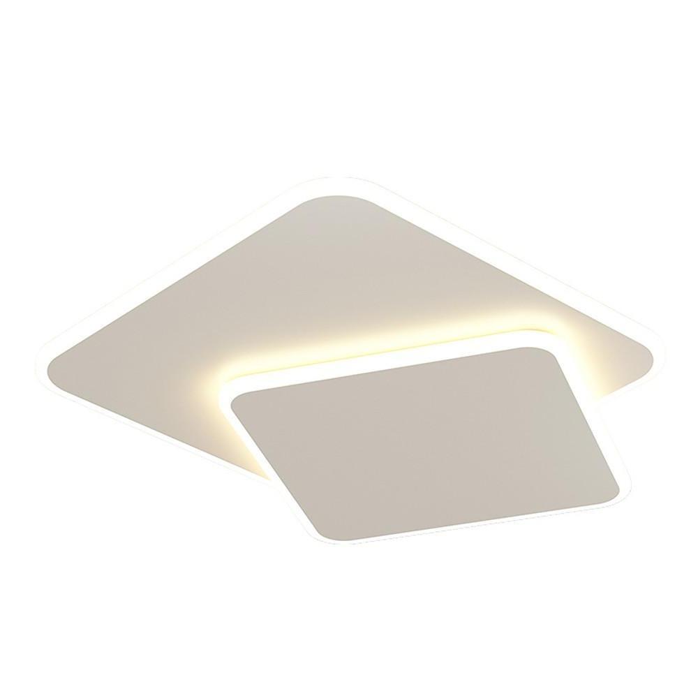 2-Light White Square LED Flush Mount Ceiling Light for Bedroom