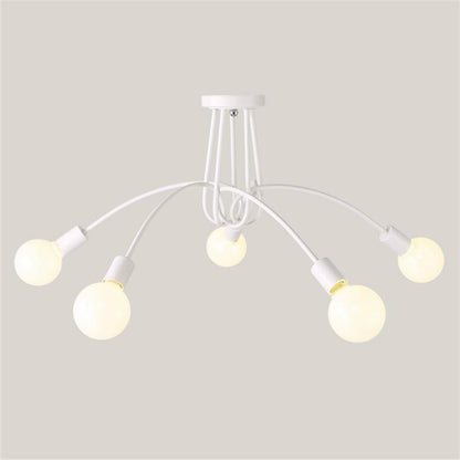 5-Light Twisted Metal Frame LED Vintage Hanging Ceiling Lights Chandeliers