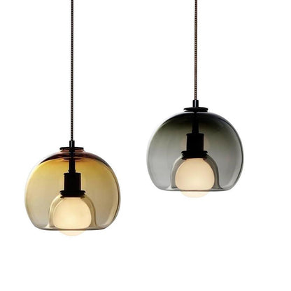 Semi Globe Electroplated Glass Metal LED Nordic Pendant Lighting