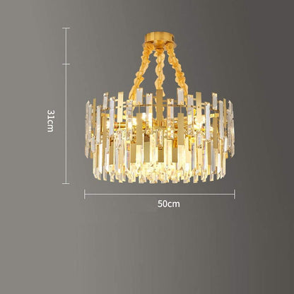 Queen Golden Crystal Chandelier - Modern Luxury, 9/12/17 Lights, Adjustable Height, 110-120V