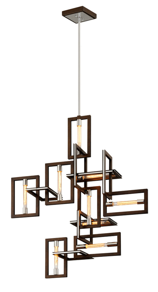 Pendant, 9-Light, Bronze With Polished Stainless Steel, 30.5"W (F6189 Q857)