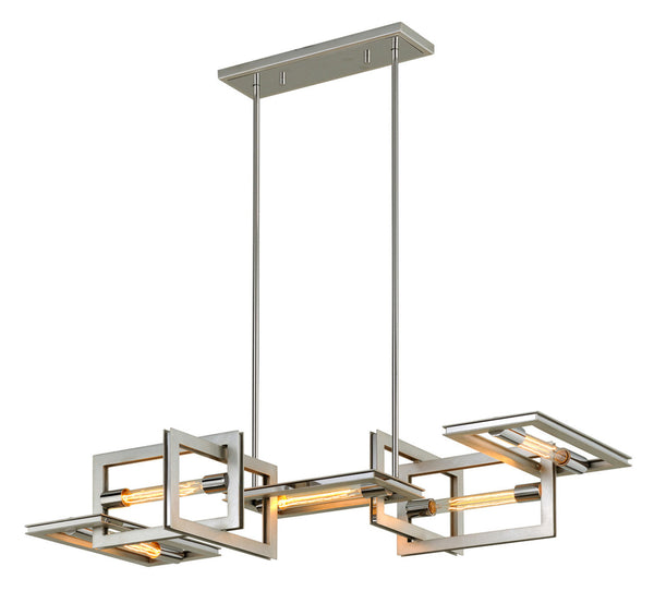 Linear Pendant, 5-Light, Silver Leaf With Stainless Steel, 31"W (F7105 QE2P)