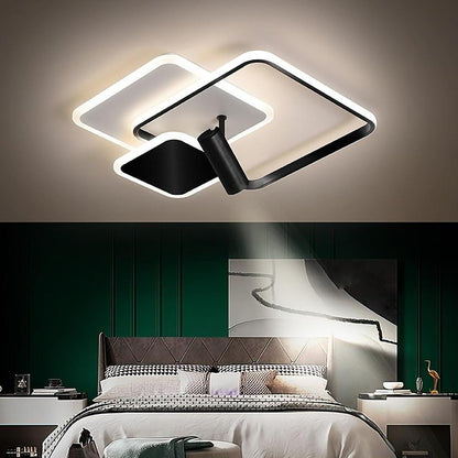 3 Square Metal LED Flush Mount Ceiling Light for Bedroom