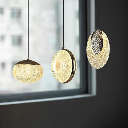 Circle Shaped Electroplated Acrylic Metal LED Modern Pendant Lighting