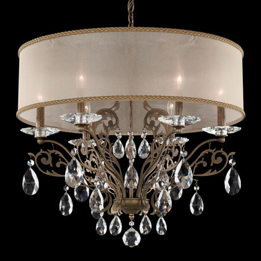 Filigrae 6-Light Chandelier in Etruscan Gold with Clear Heritage Crystals