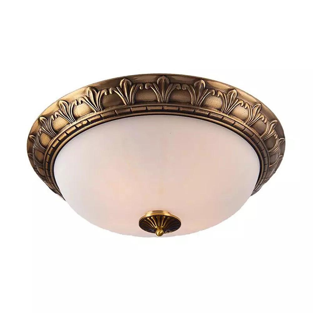 Antique Flush Mount Ceiling Light Vintage Bronze & Frosted Glass Light Fixture