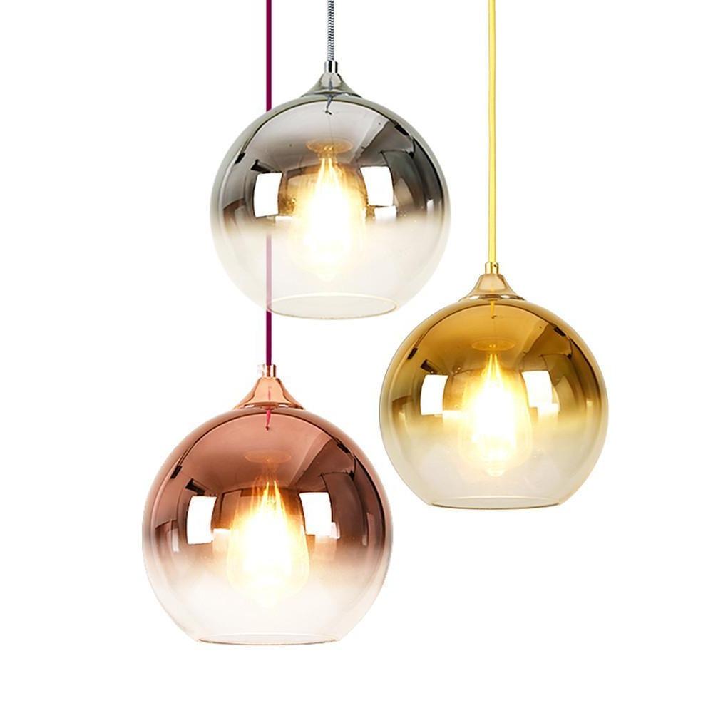 Gradient Color Glass Metal Globe Kitchen Island Pendant Lighting Ceiling Light