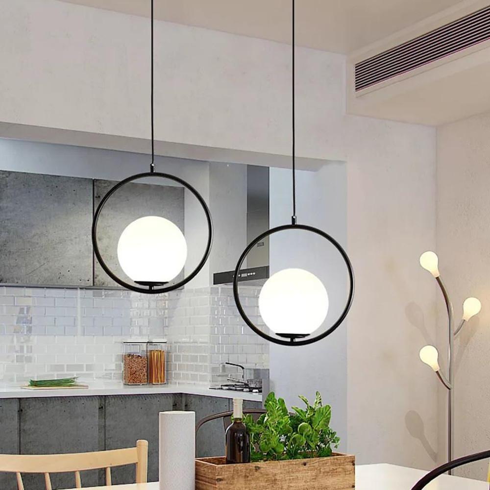 Circle Glass Globe Pendant Light Island Kitchen Dining Room Lighting