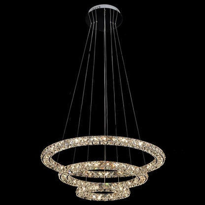 Luxury Crystal LED Chandelier 3-Tier Geometric or Stacked LED Pendant light