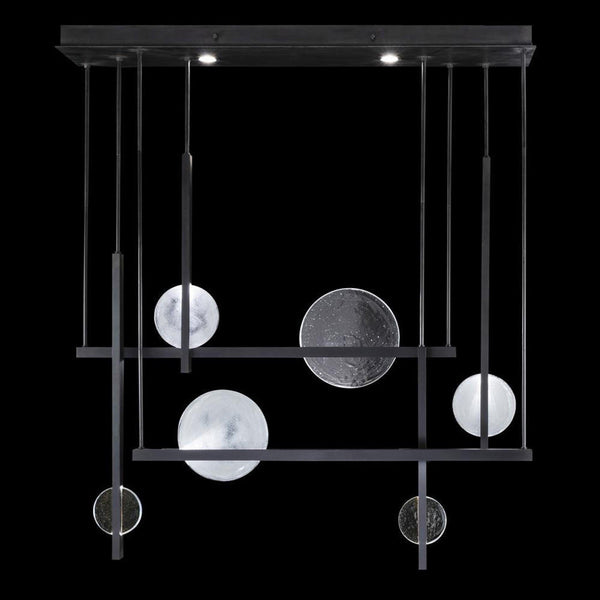 Pendant, 2 /10-Light, LED, Black, Clear & White Glass, 56.5"W (922740-1ST RHQ7)