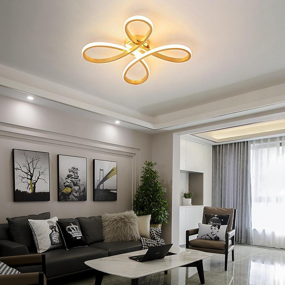 Linear Flower Shaped LED Gold Modern Ceiling Light Flush Mount Lighting