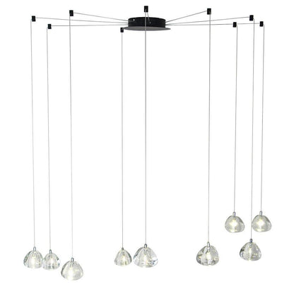 Contemporary Cluster Design Raindrop Chandelier Metal Crystal Ceiling Light