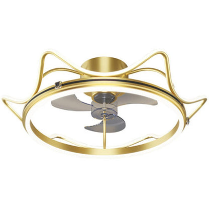 Crown Shaped Bedroom Ceiling Fans with LED lights Gold Bladeless Ceiling Fan Light